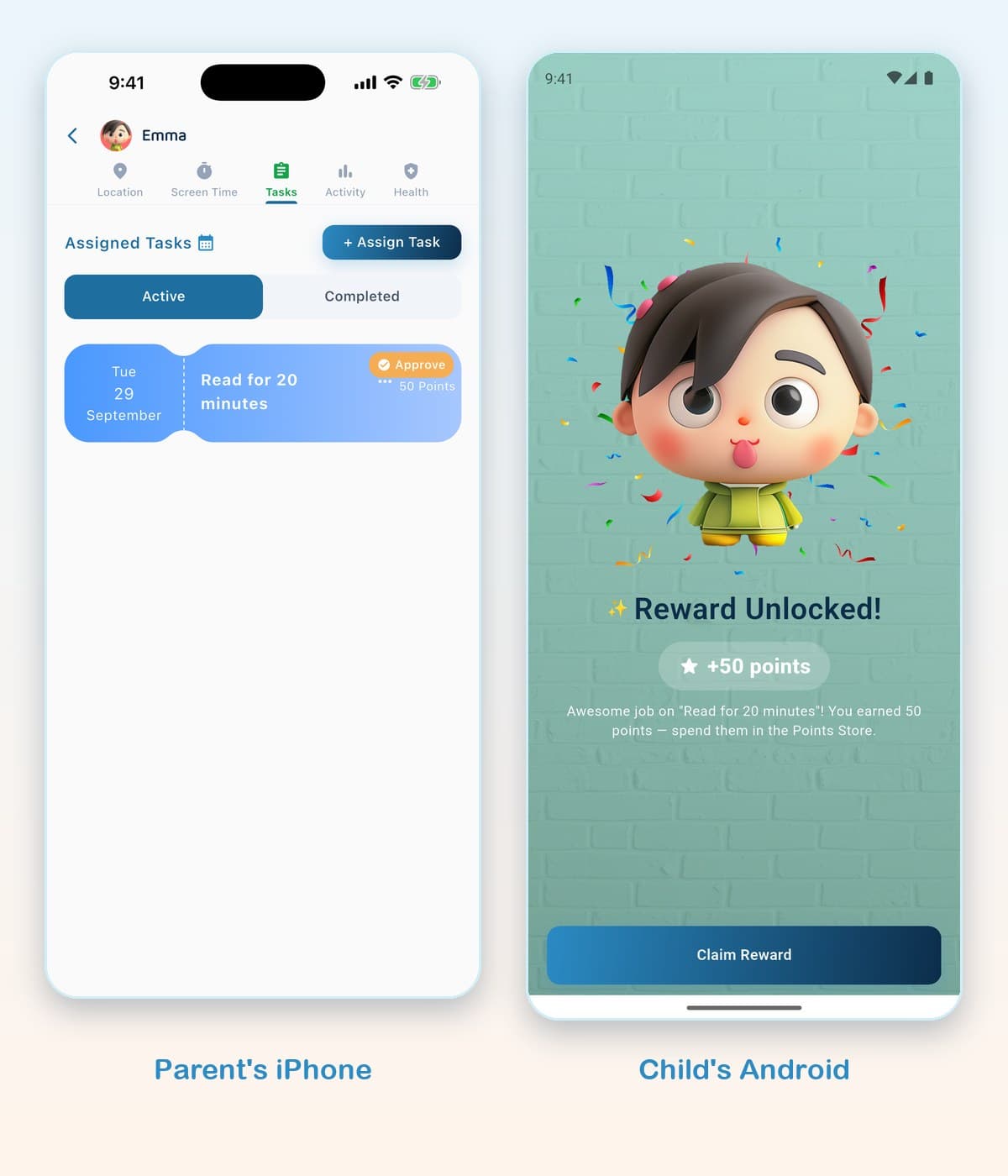 Both phones: The earn loop