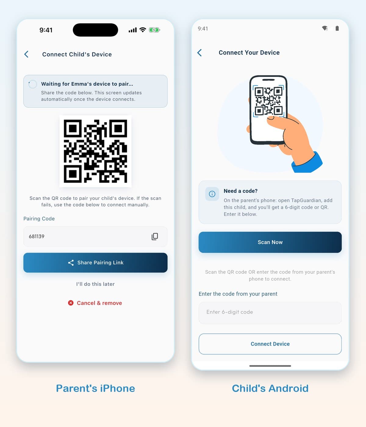Both phones: Pair their phone in minutes